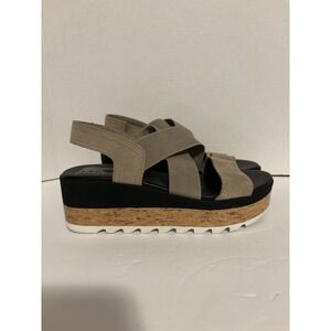 SOREL Cameron Platform Slingback Sandals, Omega Taupe/sea Salt w/black Size 7